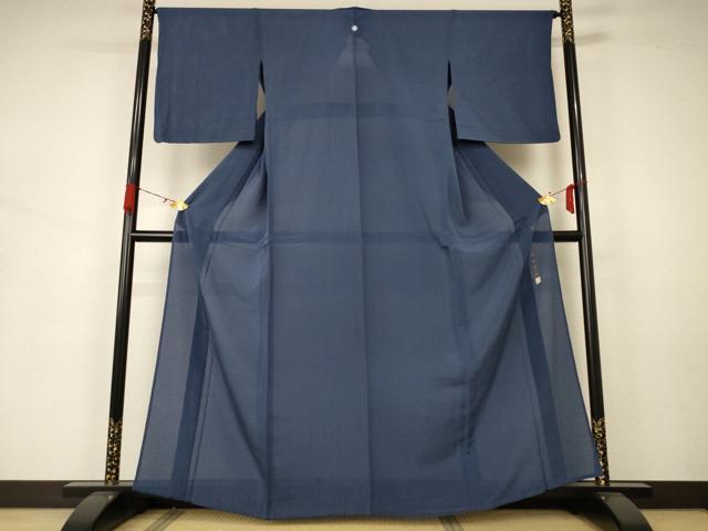 平和屋着物＊夏物　本加賀友禅作家　白坂幸蔵監修　色無地　絽　鉄御納戸色　正絹　逸品　AAAZ8569jd