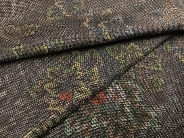 平和屋着物●本場大島紬　カタス9マルキ　草花文　正絹　逸品　AAAZ8852ph