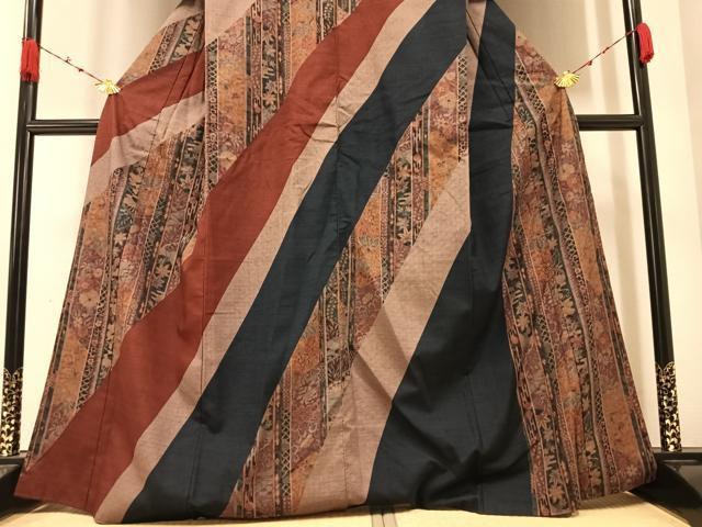 平和屋着物●訪問着　紬地　手描き　舞葉文　正絹　逸品　AABC6857ph 平和屋着物○訪問着 紬地 手描き 舞葉文 正絹 逸品 AABC6857ph 平和