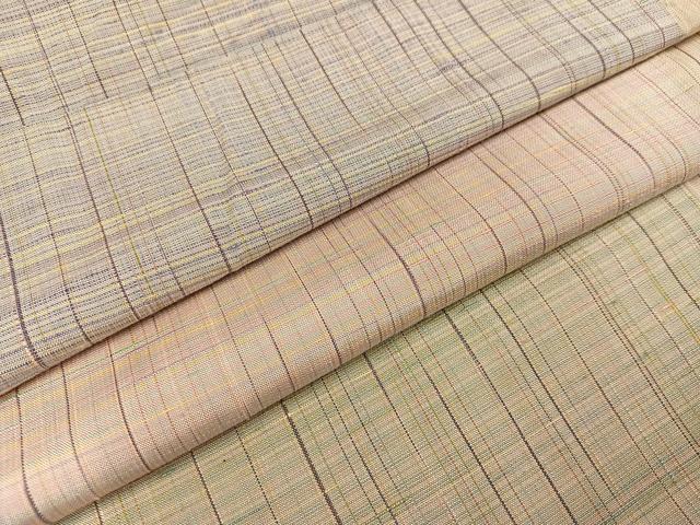 平和屋着物●上質な紬　変わり市松　正絹　逸品　AAAZ8862ph