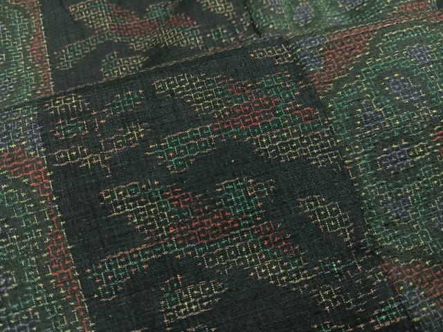 平和屋着物○本場結城紬 重要無形文化財 花鳥文 正絹 逸品 AAAZ8881ph