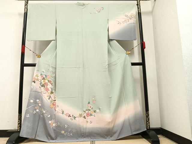 平和屋着物●訪問着　枝花文　暈し染め　正絹　逸品　AAAZ8891ph