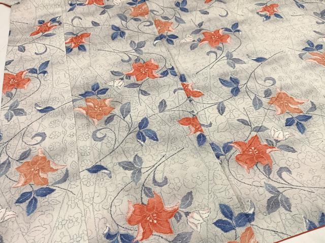 平和屋着物●小千谷紬　草花文　正絹　逸品　未使用　AAAZ8893ph 平和屋着物○小千谷紬 草花文 正絹 逸品 未使用 AAAZ8893ph 平和屋着物