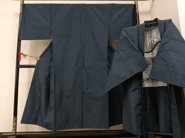 平和屋着物●男性　紬　アンサンブル　正絹　逸品　AAAZ8903ph