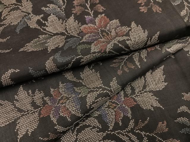 平和屋着物●本場大島紬　カタス7マルキ　更紗花文　正絹　逸品　未使用　AAAZ8913ph