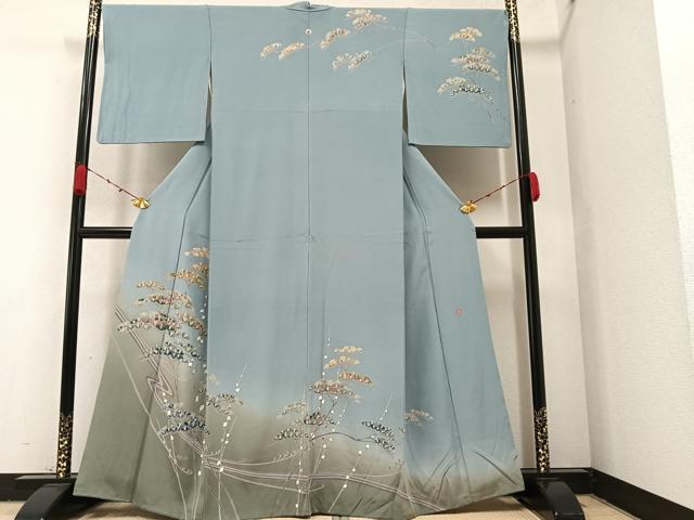 平和屋着物○訪問着 刺繍 絞り 草花文 金彩 正絹 逸品 未使用