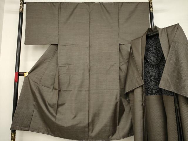 平和屋着物●男性　本場大島紬　アンサンブル　変わり格子　ますいわ屋扱い　正絹　逸品　未使用　AAAZ8929ck