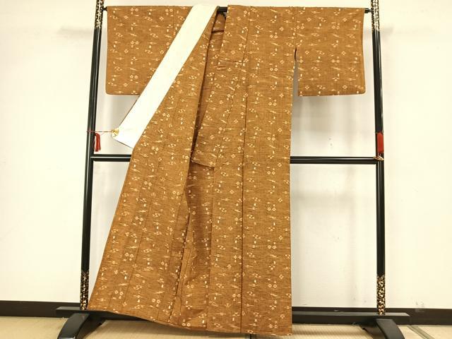 平和屋着物▽上質な紬　単衣　琉球絣　正絹　逸品　AAAZ9008fy 平和屋着物▽上質な紬 単衣 琉球絣 正絹 逸品 AAAZ9008fy