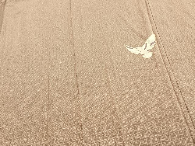 平和屋着物▽江戸小紋 単衣 鮫小紋柄 柳茶色 正絹 逸品 CAAP6373vf