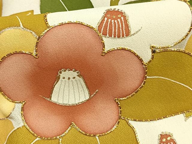 平和屋着物▽訪問着 単衣 駒刺繍 草花文 暈し染め 金彩