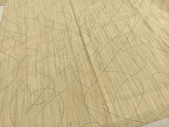 平和屋着物▽染織の名門 しょうざん 生紬 単衣 抽象文様 さが美扱い