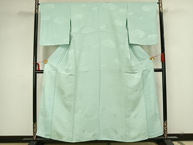 平和屋着物▽上質な色無地 単衣 錆青磁色 正絹 逸品 AAAU6476iu