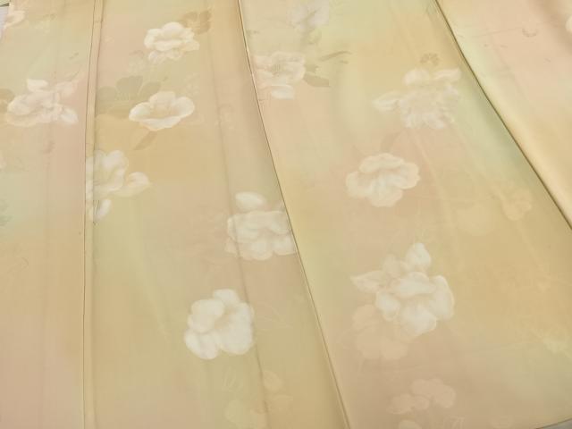 平和屋着物▽上質な小紋　単衣　地紋起こし　草花文　暈し染め　正絹　逸品　AAAZ9037fy_3