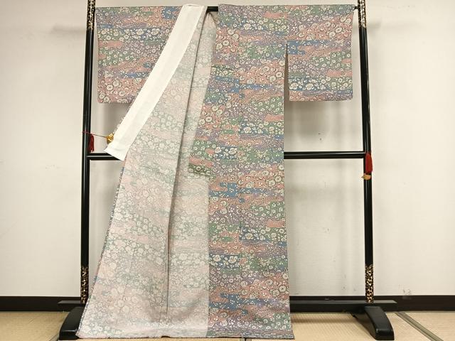 平和屋着物▽上質な小紋　単衣　辻が花　ロング丈　正絹　逸品　AAAZ9038fy 平和屋着物▽上質な小紋 単衣 辻が花 ロング丈 正絹 逸品 AAAZ9038fyの