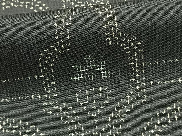 平和屋着物▽小紋 単衣 幾何学文様 黒地 洗える着物 AAAW7820fy