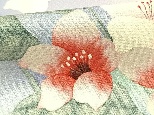 平和屋着物▽訪問着　単衣　手描き　草花文　暈し染め　正絹　逸品　AAAZ9075fy_5