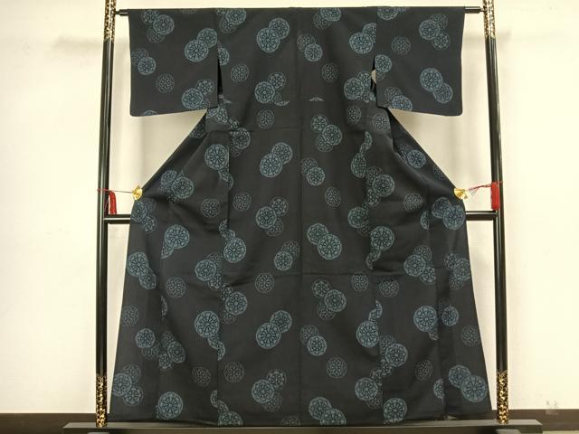 平和屋着物▽本塩沢 単衣 雪輪重ね文 正絹 逸品 DAAS0152az