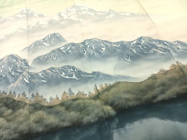 平和屋着物▽訪問着　単衣　作家物　手描き　風景文　暈し染め　正絹　逸品　AAAZ9087fy_3