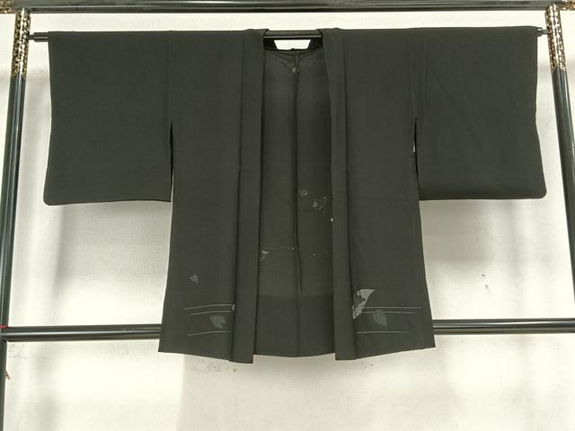 平和屋着物▽羽織　スリーシーズン　春夏秋　塵除け　舞花文　黒地　銀糸　正絹　逸品　AAAZ9106fy