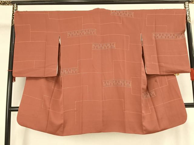 平和屋着物▽道行コート 刺繍 横段文 ロング丈 正絹 逸品 AAAZ9112fyの