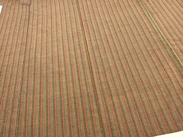 平和屋着物▽上質な紬 単衣 縞 正絹 逸品 AAAZ9119fy