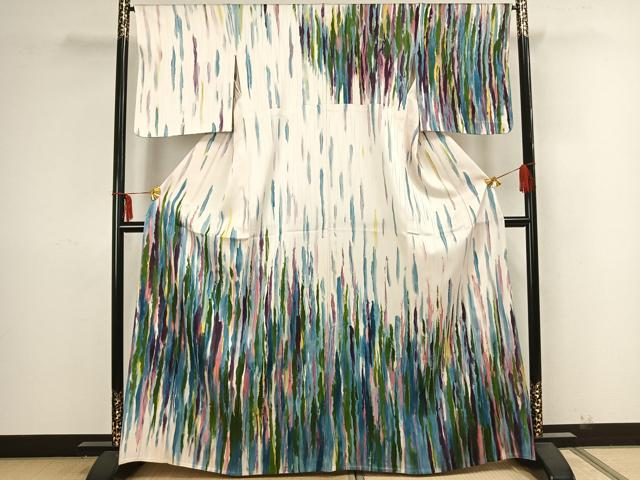 平和屋着物▽訪問着　単衣　霞文　正絹　逸品　AAAZ9120fy