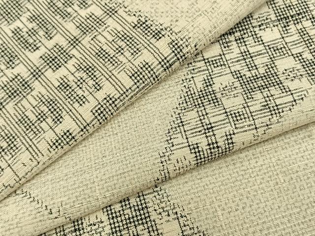 平和屋着物▽上質な紬　単衣　切嵌文　正絹　逸品　AAAZ9125fy