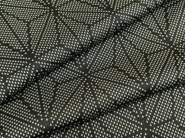 平和屋着物▽お召　単衣　麻の葉文様　正絹　逸品　AAAZ9147fy