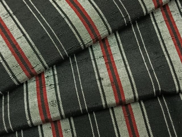 平和屋着物▽上質な紬　単衣　縞　正絹　逸品　AAAZ9157fy