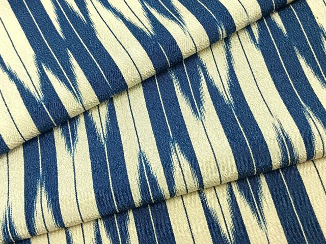 平和屋着物▽お召　単衣　矢羽文　やまと誂製　正絹　逸品　AAAZ9162fy