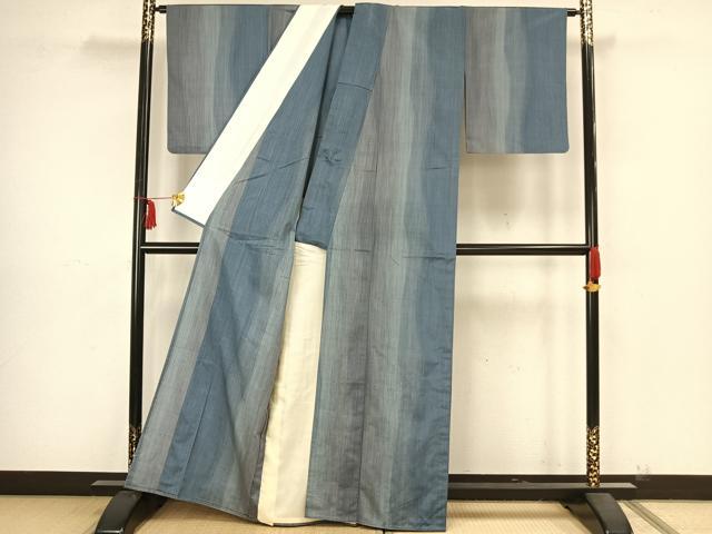 平和屋着物▽上質な紬 単衣 間道 正絹 逸品 AAAZ9173fy