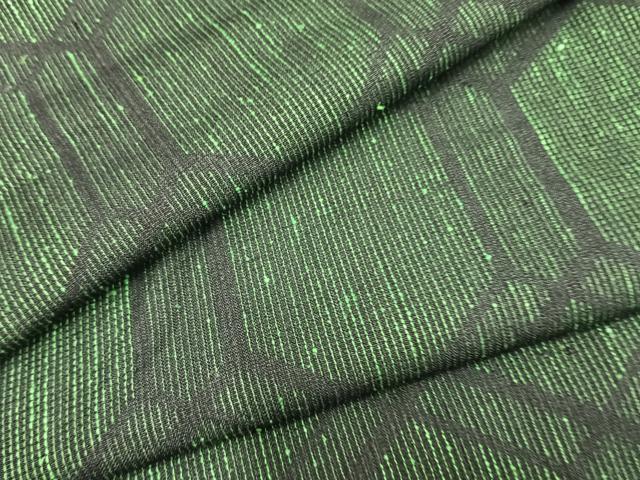 平和屋着物▽上質な紬　単衣　亀甲文様　正絹　逸品　AAAZ9193fy