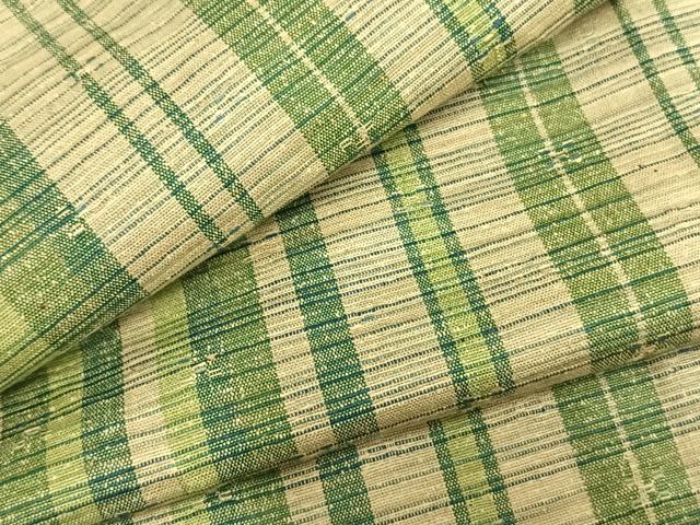 平和屋着物▽上質な紬　単衣　縞　正絹　逸品　AAAZ9197fy