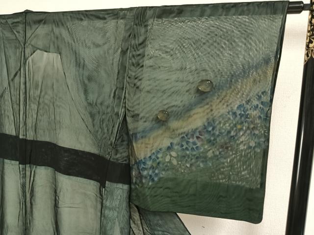 平和屋着物▽訪問着　無双　紗袷　紗×紗　手描き　萩文　水滴　金彩　正絹　逸品　AAAZ9205fy 平和屋着物▽訪問着 無双 紗袷 紗×紗 手描き 萩文 水滴 金彩 正絹 逸品