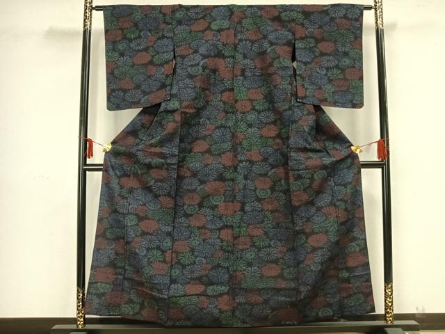 平和屋着物▽上質な紬　単衣　花尽くし　正絹　逸品　未使用　AAAZ9206fy 平和屋着物▽上質な紬 単衣 花尽くし 正絹 逸品 未使用 AAAZ9206fy