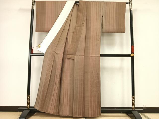 平和屋着物▽上質な小紋 単衣 縞 正絹 逸品 AAAZ9222fy