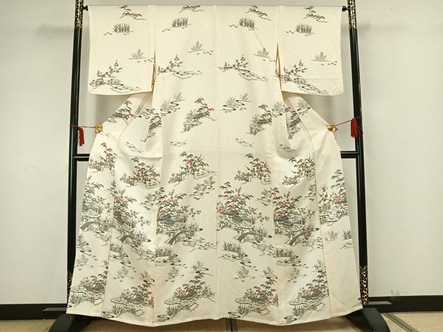 平和屋着物▽訪問着　単衣　風景草花文　正絹　逸品　AAAZ9235fy 平和屋着物▽訪問着 単衣 風景草花文 正絹 逸品 AAAZ9235fyの通販はau