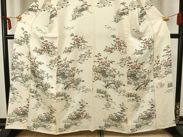 平和屋着物▽訪問着　単衣　風景草花文　正絹　逸品　AAAZ9235fy 平和屋着物▽訪問着 単衣 風景草花文 正絹 逸品 AAAZ9235fyの通販はau