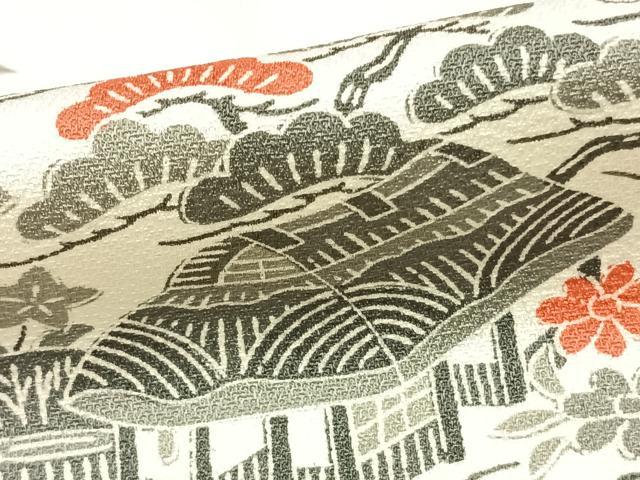 平和屋着物▽訪問着　単衣　風景草花文　正絹　逸品　AAAZ9235fy 平和屋着物▽訪問着 単衣 風景草花文 正絹 逸品 AAAZ9235fyの通販はau