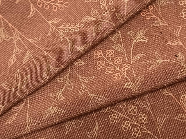 平和屋着物▽上質な小紋　単衣　枝花文　正絹　逸品　AAAZ9275fy