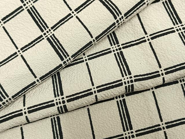 平和屋着物▽上質な小紋　単衣　格子　正絹　逸品　AAAZ9276fy