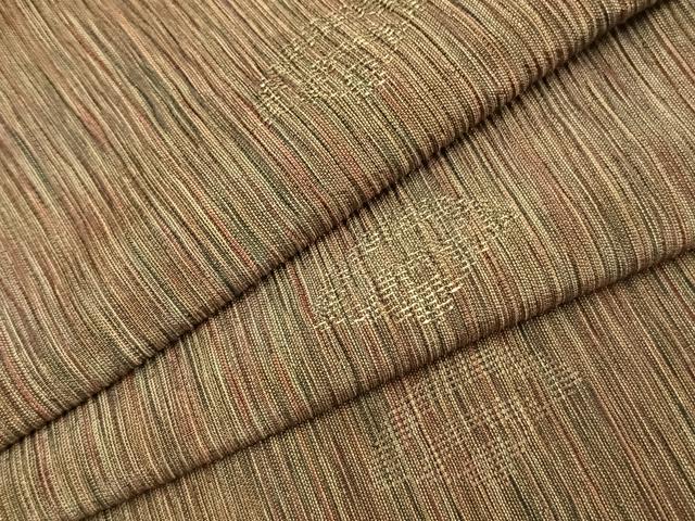 平和屋着物▽上質な紬　単衣　扇文　正絹　逸品　AAAZ9279fy