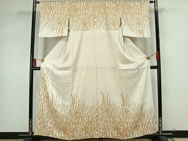 平和屋着物▽訪問着　単衣　枝花文　金彩　正絹　逸品　AAAZ9281fy