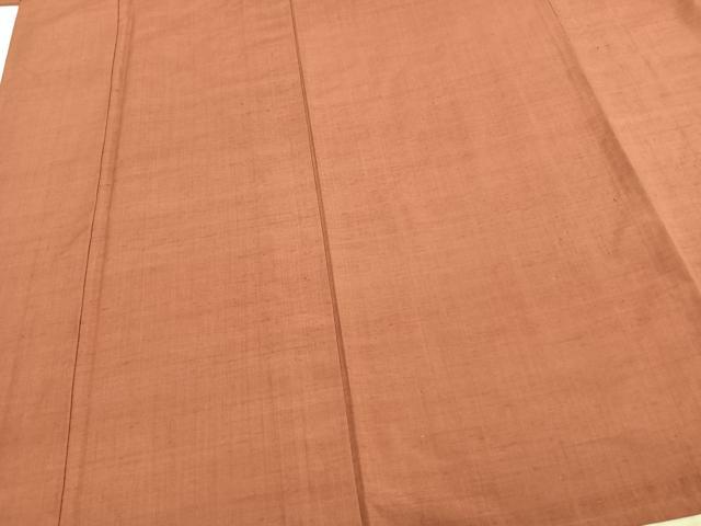 平和屋着物▽本場結城紬　重要無形文化財　単衣　色無地　真赭色　正絹　逸品　AAAZ9293fy 平和屋着物▽本場結城紬 重要無形文化財 単衣 色無地 真赭色 正絹 逸品