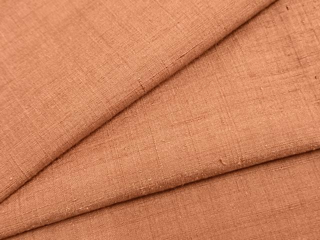 平和屋着物▽本場結城紬　重要無形文化財　単衣　色無地　真赭色　正絹　逸品　AAAZ9293fy