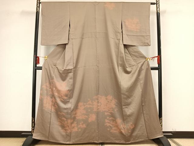 平和屋着物▽訪問着　単衣　刺繍　草花文　正絹　逸品　AAAZ9294fy