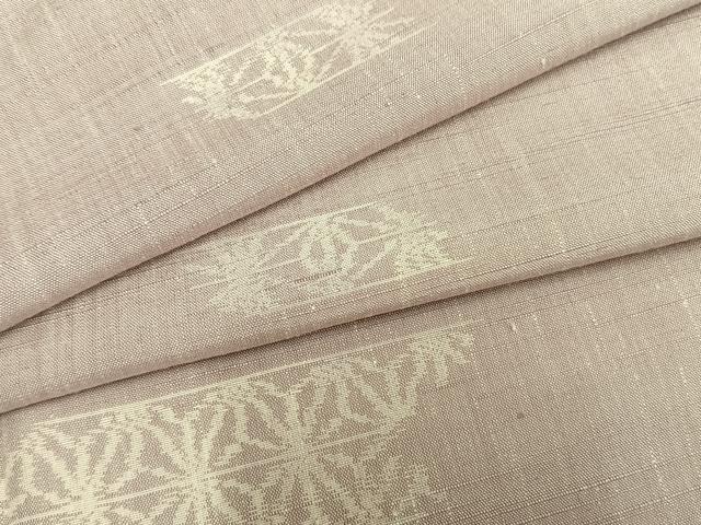 平和屋着物▽上質な紬　単衣　麻の葉文様　正絹　逸品　AAAZ9300fy