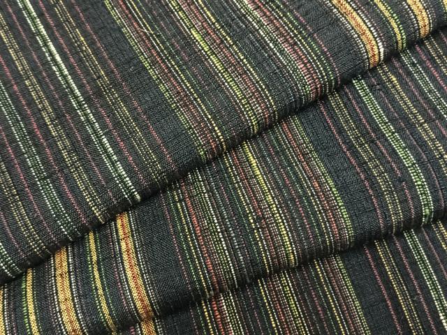 平和屋着物▽上質な紬　単衣　縞　正絹　逸品　AAAZ9310fy