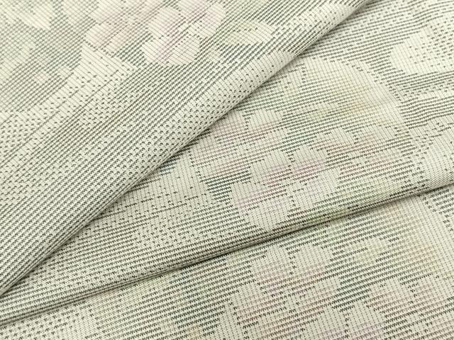 平和屋着物▽本場大島紬　白大島　単衣　9マルキ　流水草花丸文　正絹　逸品　AAAZ9318fy