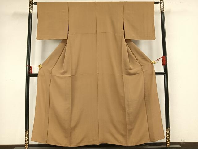 平和屋着物▽上質な色無地　単衣　黄土色　正絹　逸品　AAAZ9335fy 平和屋着物▽上質な色無地 単衣 黄土色 正絹 逸品 AAAZ9335fy 色